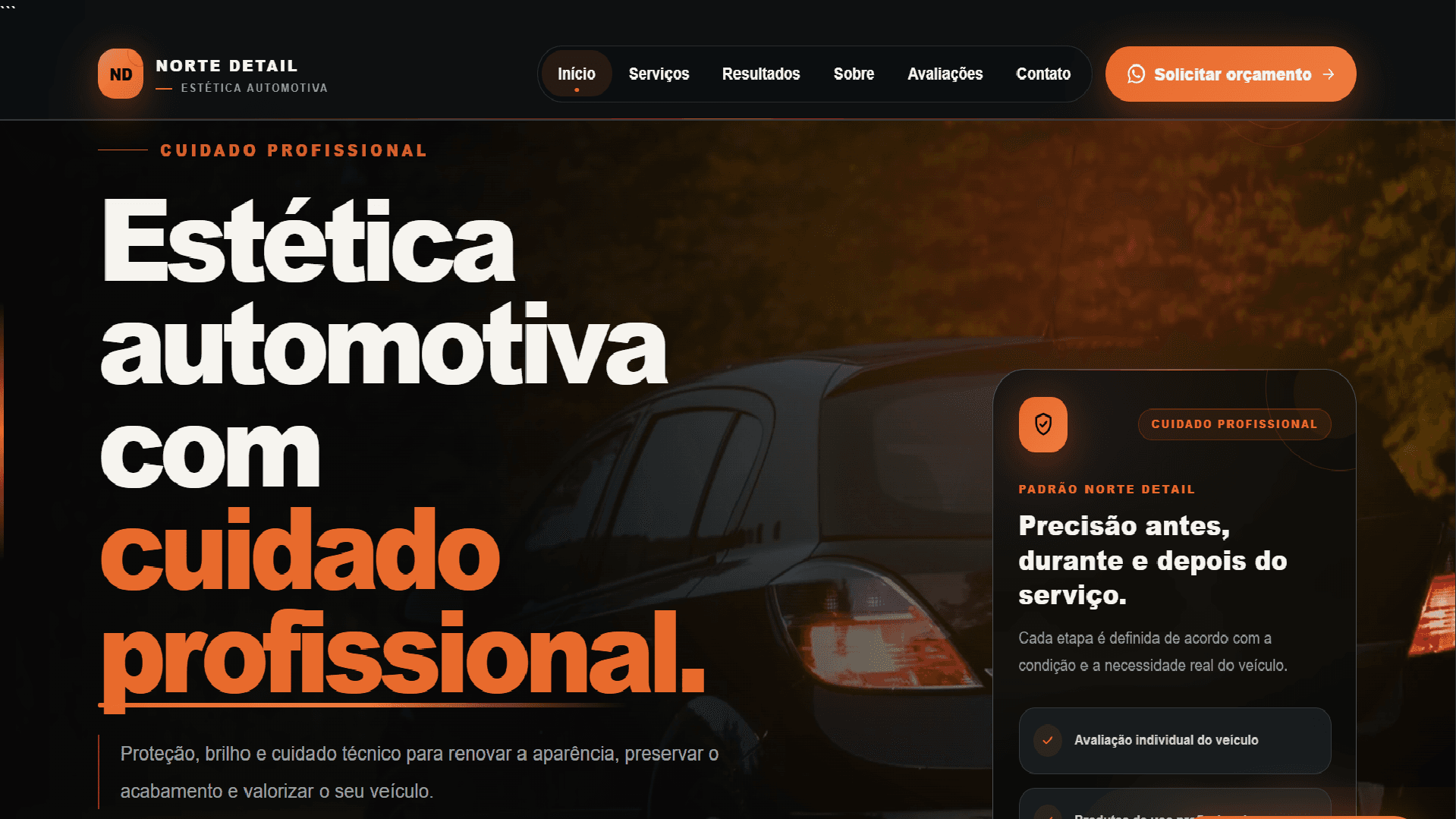 Prévia completa do site demonstrativo Norte Detail